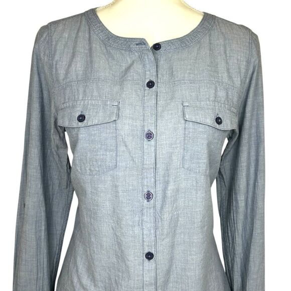 Toad & Co Izzie Long Sleeve Blue Chambray Organic Cotton Button Down Shirt Small - Picture 3 of 9
